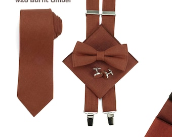 Burnt Umber Bow Tie: Discover 7 Exquisite Shades of Deep Brown Elegance in our Collection of Neckties, Bow Ties,Handkerchiefs,and Suspenders