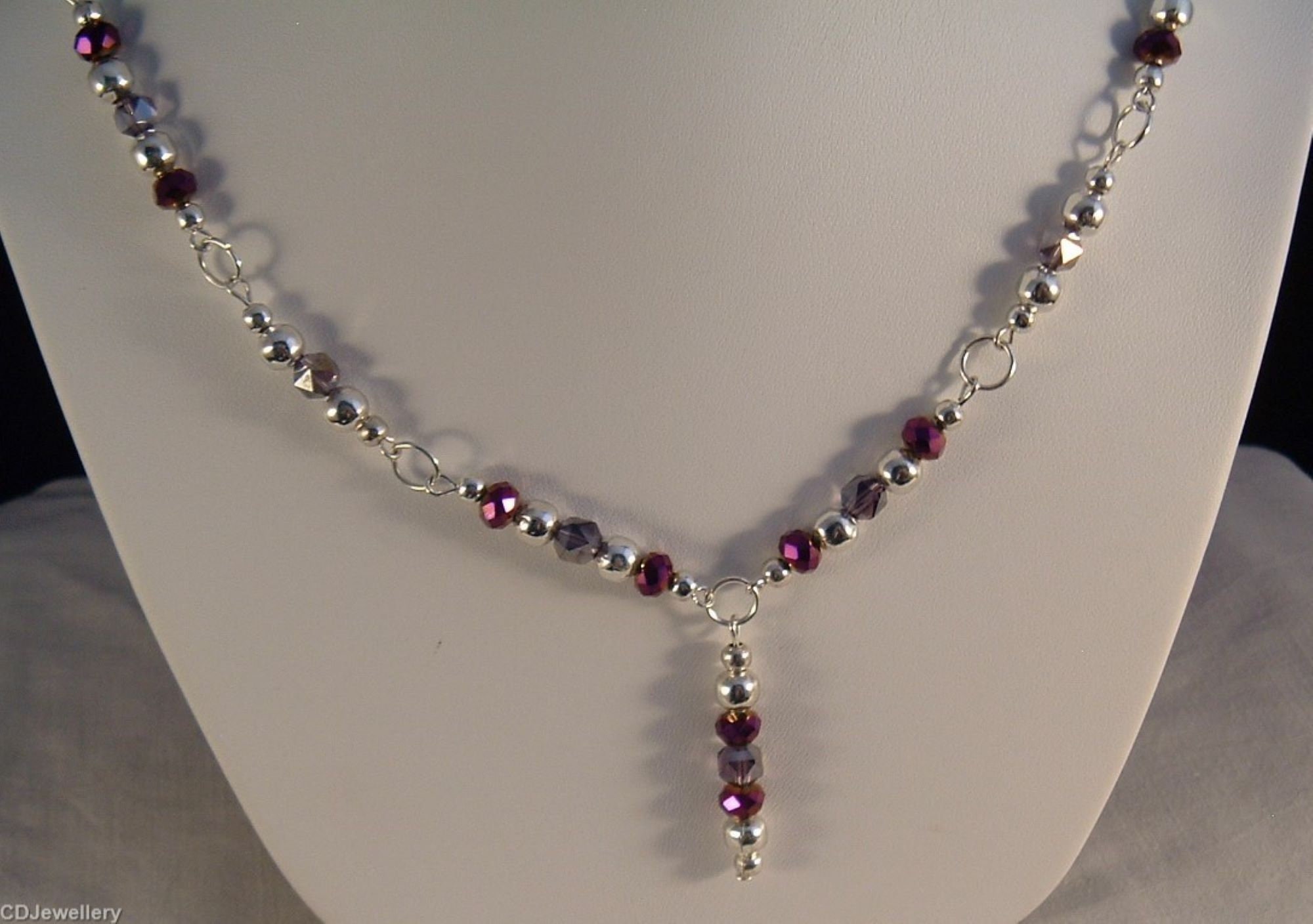 Crystal Bead Necklace Crystal Necklace Purple Necklace | Etsy