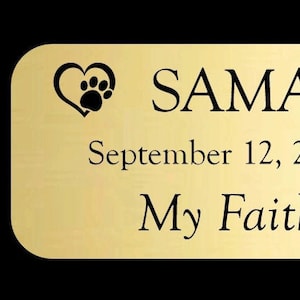 1x3" Custom Personalized Gold or Silver Aluminum Sublimated Pet Name Plate Label Tag Plaque Sign Marker Memorial