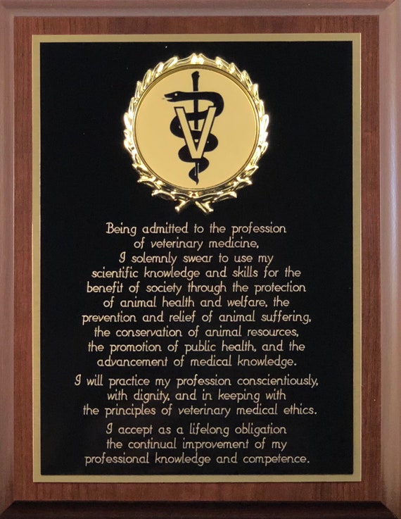 Custom Veterinarian's / Vet Oath Plaque Can be Etsy