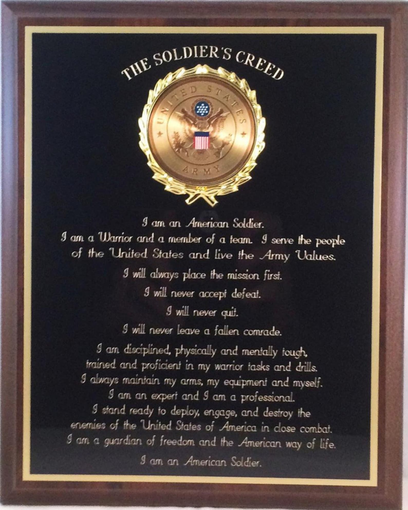 United States Army Soldier's Creed Plaque Army Gifts Etsy