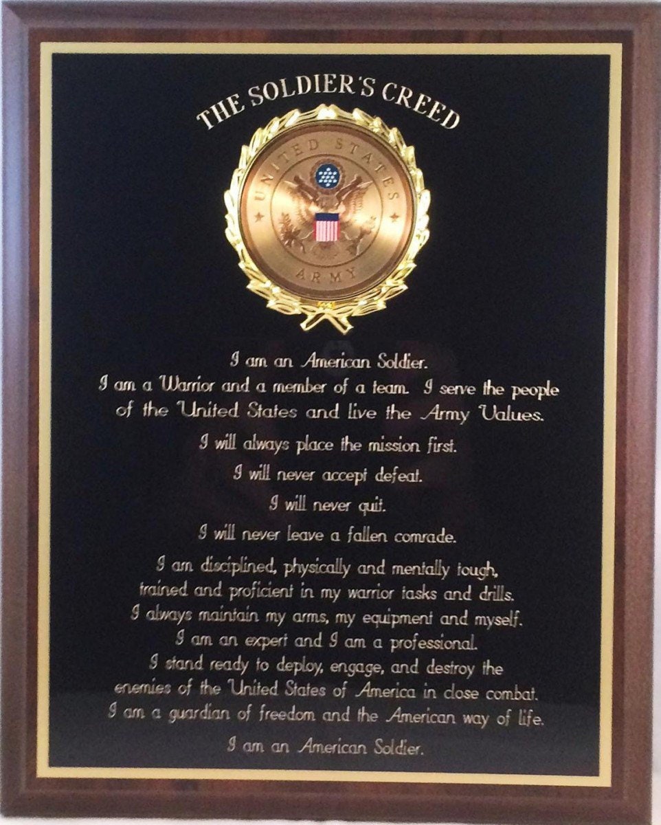 United States Army Soldier's Creed Plaque - Army Gifts - Soldier’…