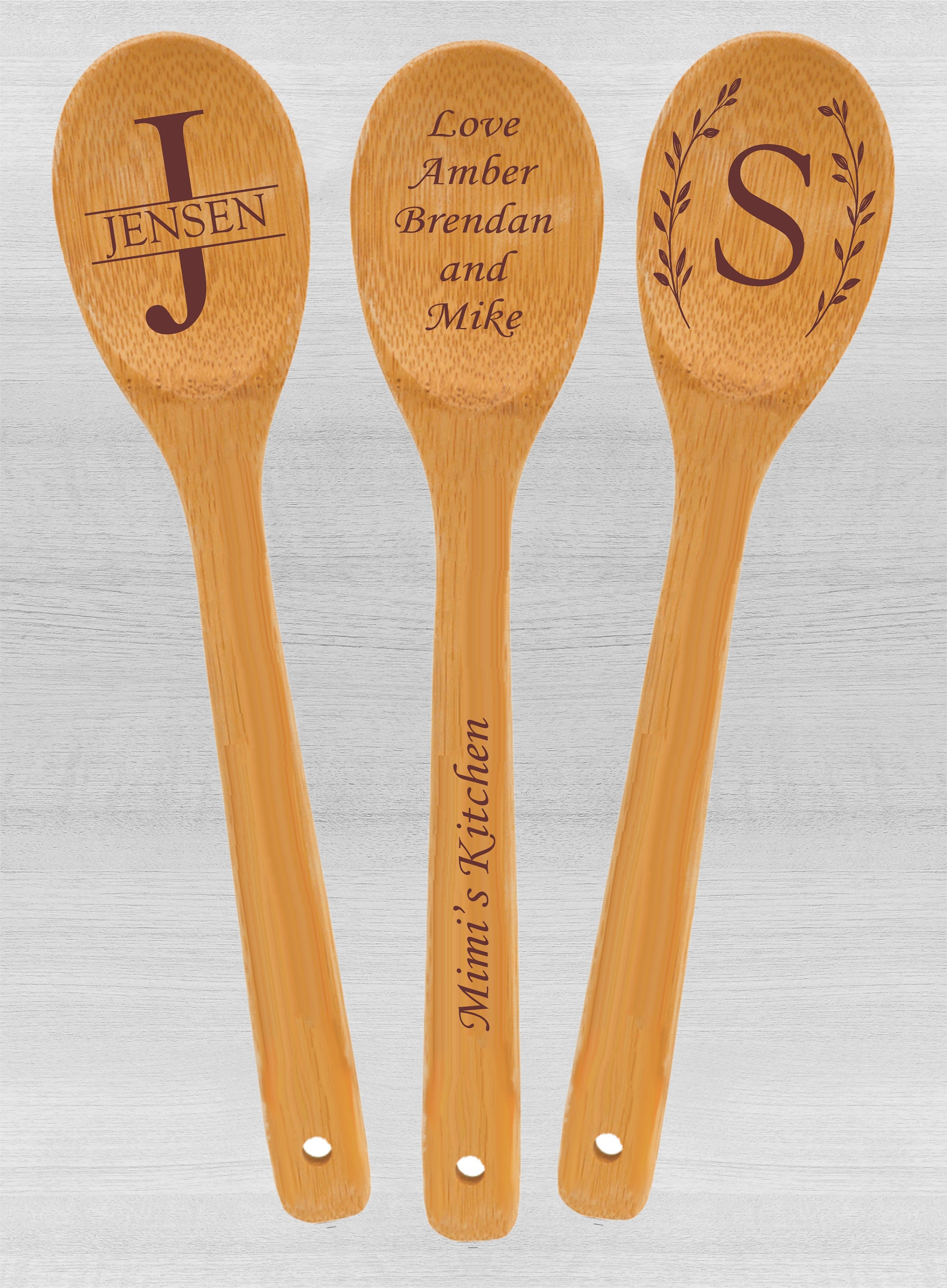 Personalized Engraved Bamboo Spoon Custom Engraving Great Etsy