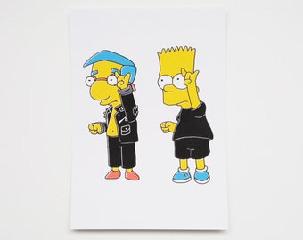 Simpsons Best Friends Print A5 The Simpsons Bart Etsy
