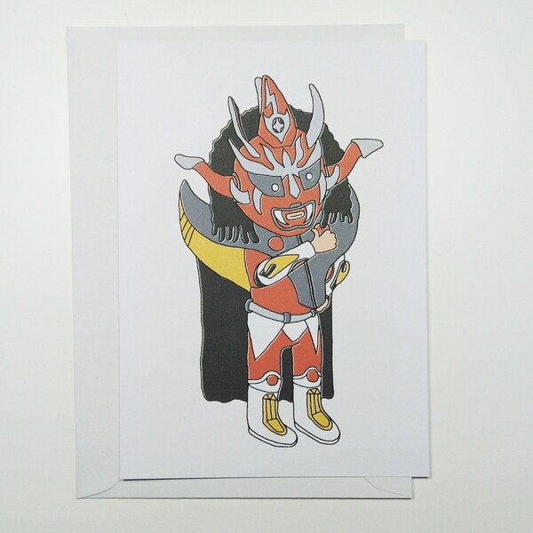 Jushin Thunder Liger - Greetings Card- Birthday Card - NewJapan - NJPW - Wrestling - New Japan Pro Wrestling - Wrestling card - Illustration