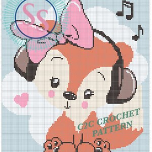 Musical Fox C2C Crochet Pattern - Oversize