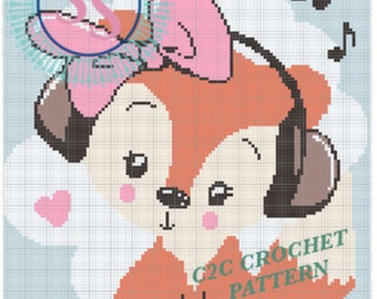 Musical Fox C2C Crochet Pattern - Oversize