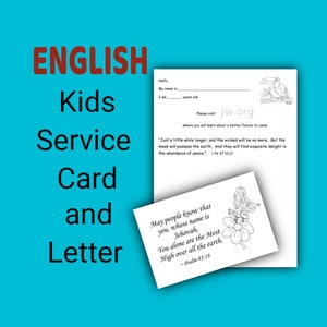 Tarjeta de servicio de JW Kids y redacción de cartas