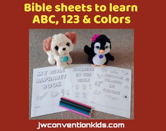 JW Kinderbibel ABC 123 & FARBEN Arbeitsblätter/Buch für Kinder im Alter von 2 bis 6 Jahren