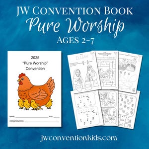 Libro de actividades imprimible en PDF de la Convención de los Testigos de Jehová (2-7 años) de Adoración Pura 2025