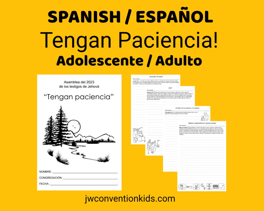 SPANISH Teen/adult Exercise Patience 2023 JW Convention Notebook PDF Etsy