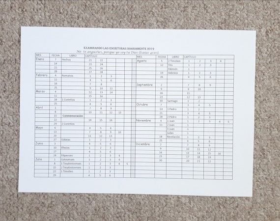 Bible Reading Chart 2019