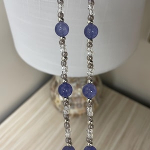 Beaded Lanyard Purple Quartz with Badge Reel