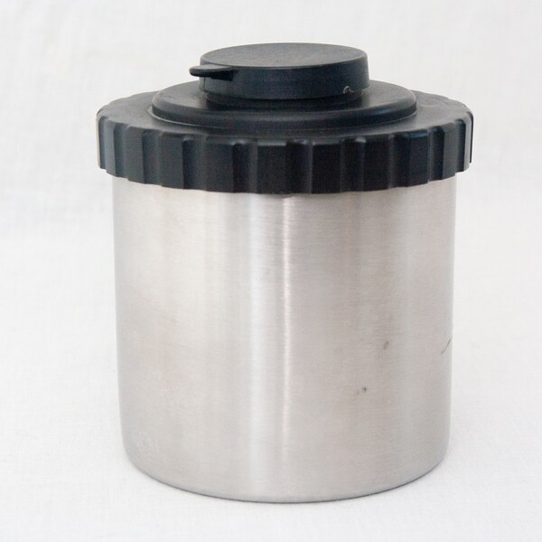 Vintage 1980s Stainless Steel 35mm Film Developing Tank with Two Reels for Analog Photography