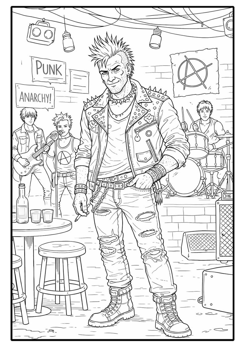 Color Book Punk Punk Rock Coloring Book – Rebel Art, Music Culture (digital Download ...