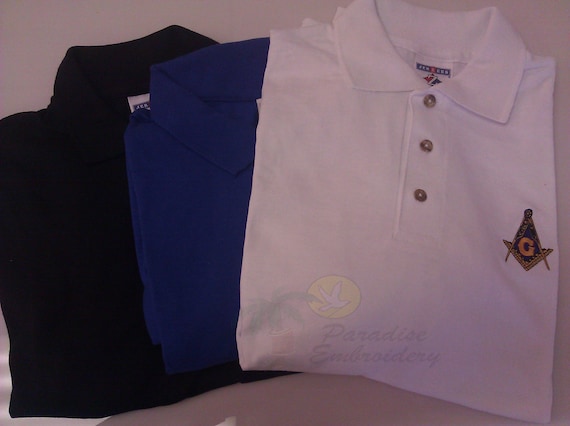 MASON MASONIC EMBROIDERED POLO SHIRT WITH LODGE INFO AND NAME,MADE IN USA