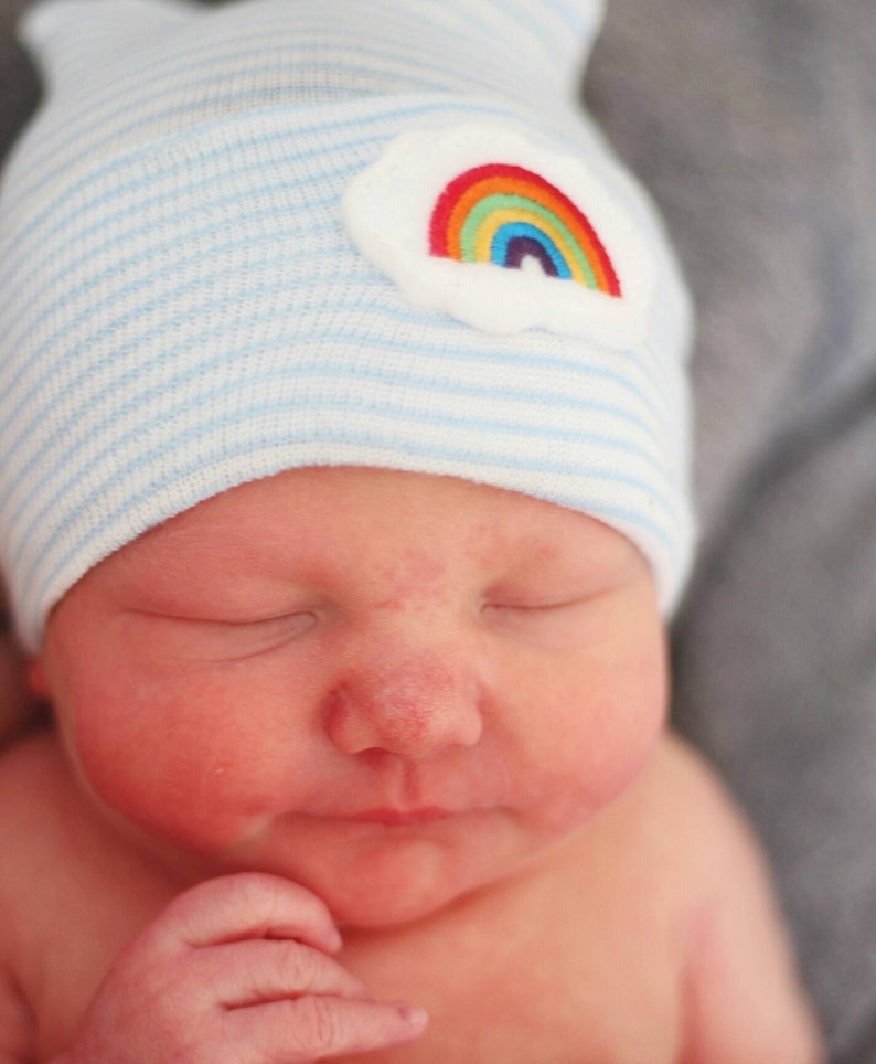 Newborn boy hospital hat rainbow rainbow baby baby boy Etsy