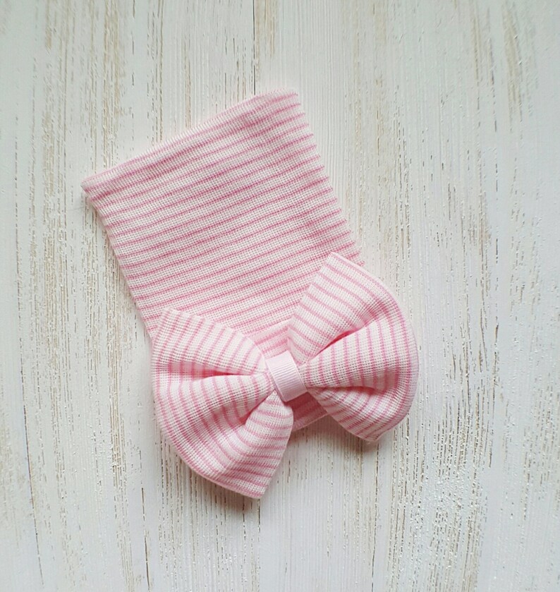 Baby girl newborn hat with bow baby girl hat newborn beanie Etsy