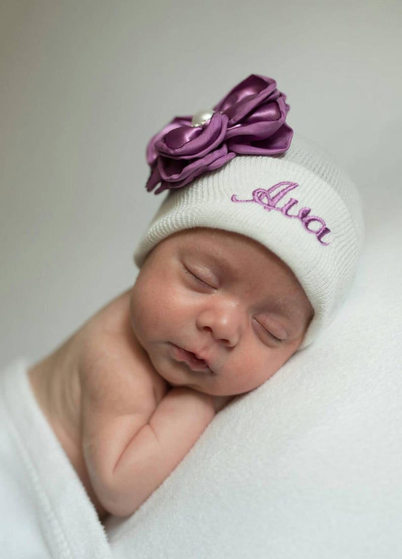 Newborn girl personalized hospital hat baby girl hospital Etsy