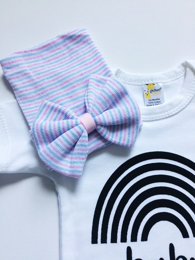 rainbow baby girl baby announcement newborn rainbow baby Baby bodysuit newborn girl hat Rainbow baby onesie rainbow bodysuit