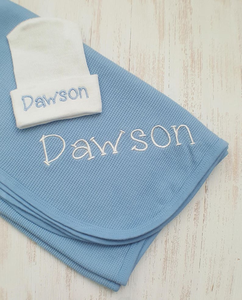 Personalized baby boy blanket and hospital hat baby boy Etsy