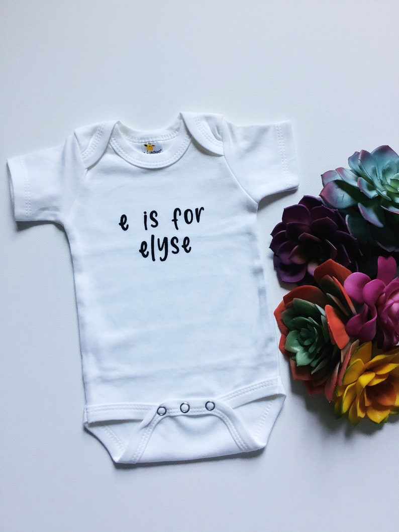 baby girl gift gender neutral newborn baby outfit letter and name Baby announcement baby reveal Personalized baby bodysuit baby girl