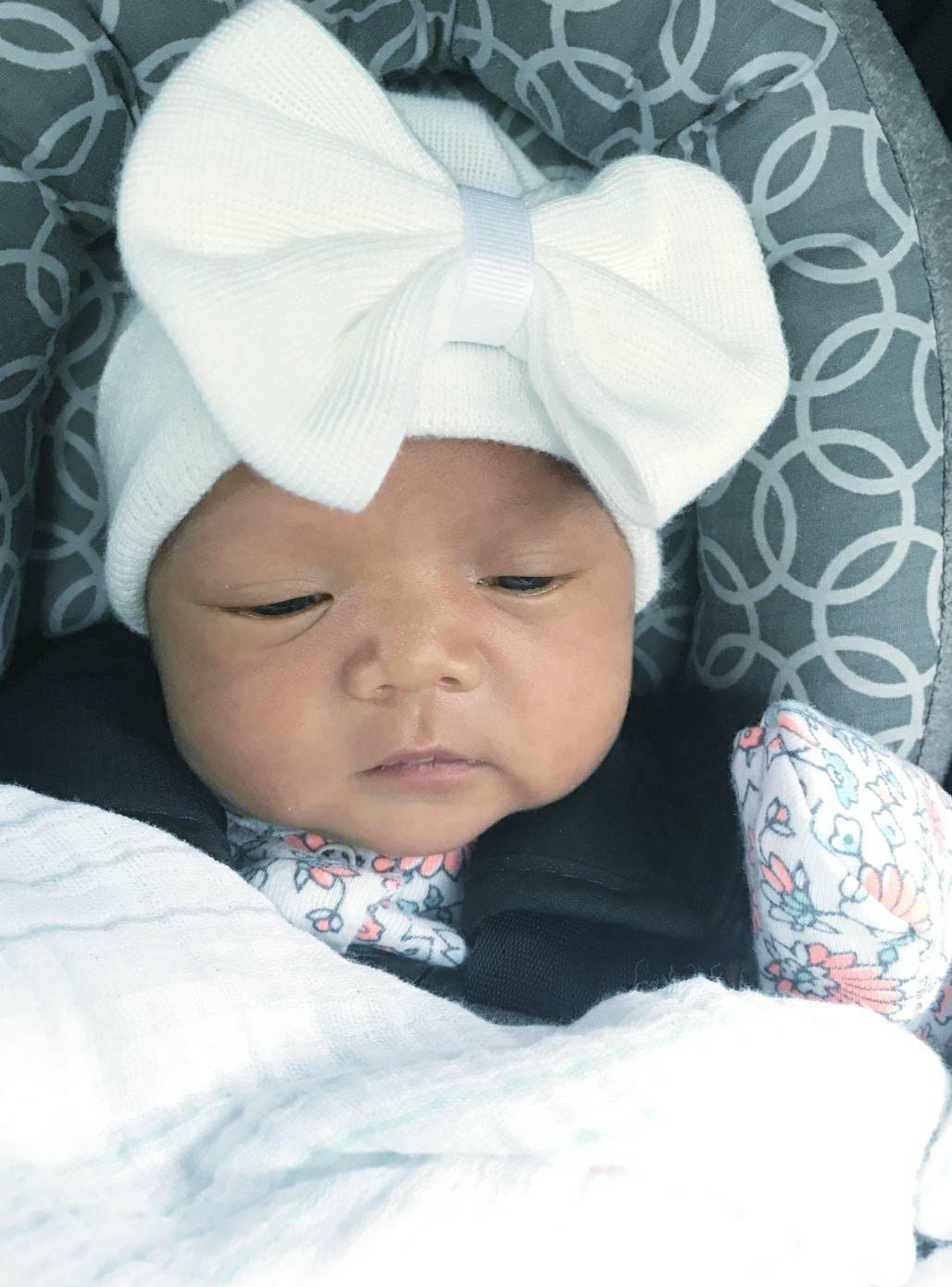 Newborn girl hospital hat white bow baby girl hospital hat Etsy