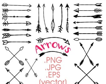 80% tot Nieuwjaar - pijlen clipart: hand getrokken pijlen tribal vector pijlen doodle illustraties. PNG. JPG. EPS print en snijd, afdrukbare, instant