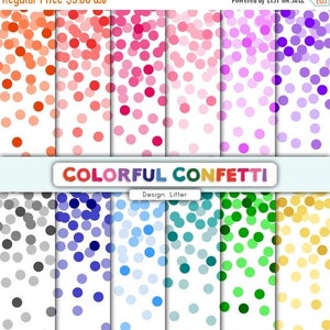 80% Until New Year - Confetti digital paper Confetti clipart Confetti PNG Colorful confetti backgrounds for birthday party and scrapbooking
