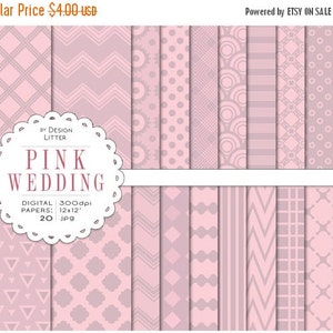 80 % bis Neujahr - Pink digital Papiere · Vintage Hochzeit Pastell Rosa Lavendel Braut Muster und Konfetti für Scrapbooking · Instant down