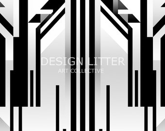 Retro Geometric Black & White Wallpaper | Hogframe Dispatchers | Indrench Unguinous| Digital Papers | Backgrounds | Wallpaper