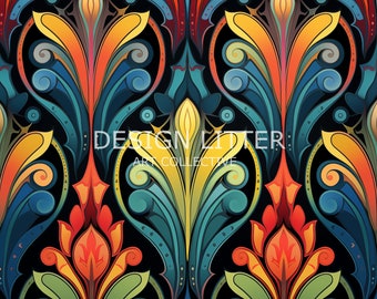 Elegant Geometric Wallpaper - Colorful Symmetry Pattern, Timeless Dreamy Clavaria Design| Digital Papers | Backgrounds | Wallpaper