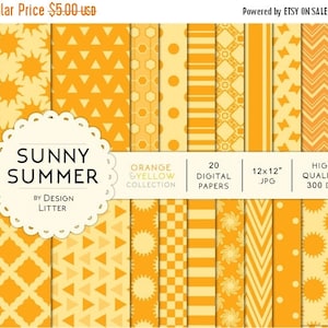 80% Until New Year - Yellow and orange digital paper · yellow papers summer colors backgrounds with tribal triangles for scrapbooking and pa