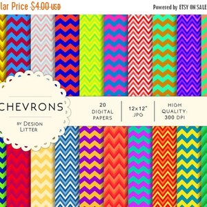 80% Until New Year - Chevrons colorful digital papers · colorful paper chevrons funny multicolor backgrounds for scrapbooking · Instant down
