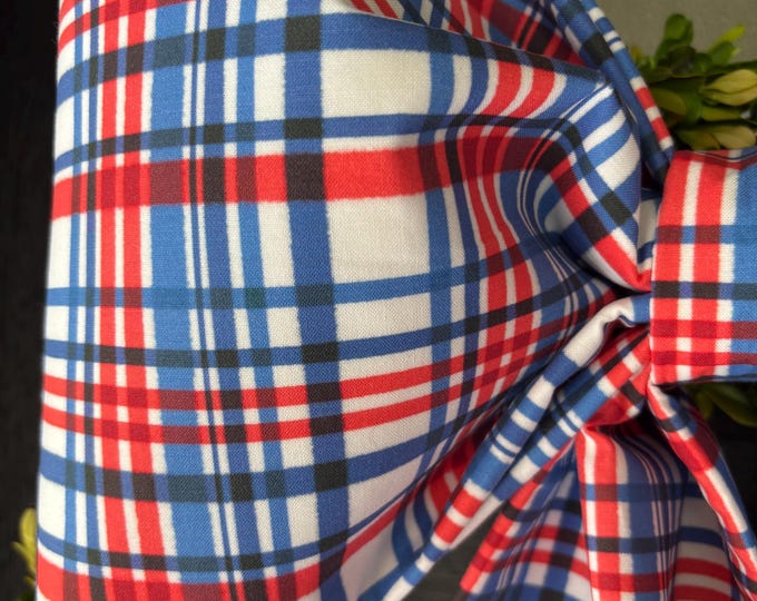 Large Americana Plaid Fabric Bow