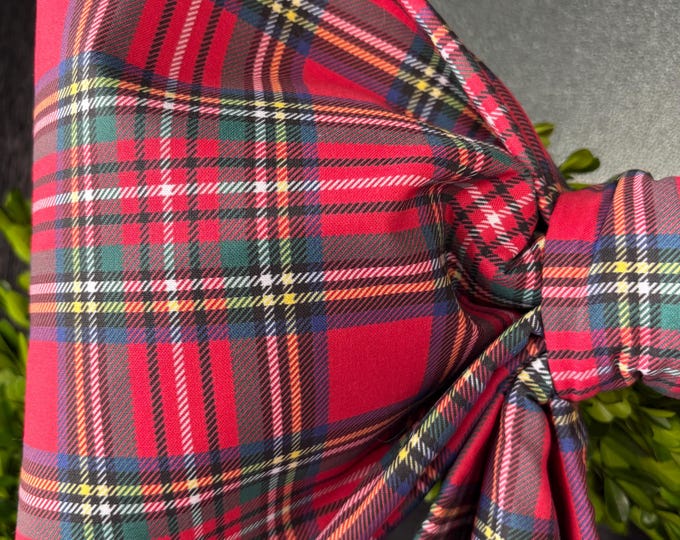 Large Holiday Tartan Plaid Fabric Bow