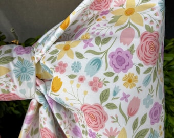 Large Spring Floral Fabric Bow