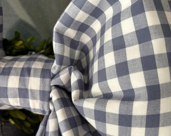 Large Blue Check Fabric Bow