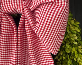 Large Red Check Fabric Bow