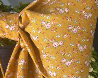Large Yellow Floral Fabric Bow