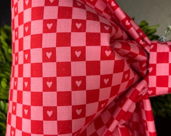 Large Valentine Check Fabric Bow