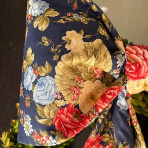 Large Blue Floral Fabric Bow