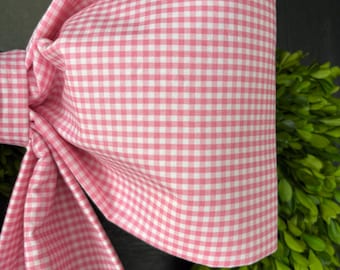 Large Pink Check Fabric Bow