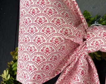 Large Red Floral Damask Fabric Bow