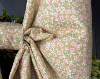 Large Green Floral Fabric Bow