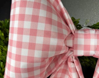 Large Pink Check Fabric Bow