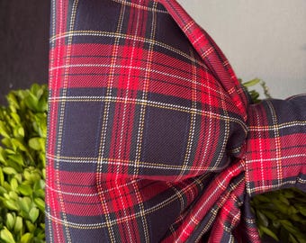 Large Holiday Plaid Fabric Bow