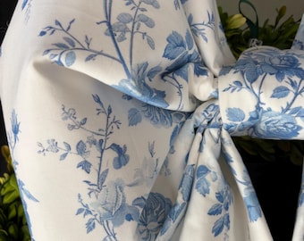 Large Blue Floral Fabric Bow