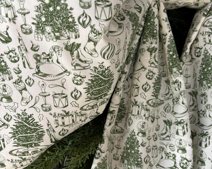 XXL Green Toile Holiday Fabric Bow