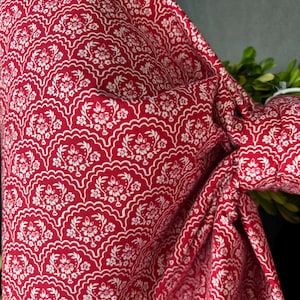 Large Red Floral Damask Fabric Bow